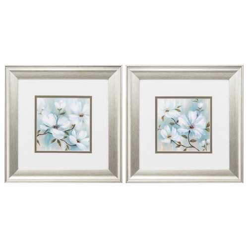 13" X 13" Brushed Silver Frame Spring Blush (Set of 2)