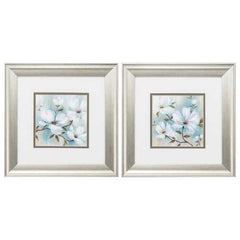 13" X 13" Brushed Silver Frame Spring Blush (Set of 2)