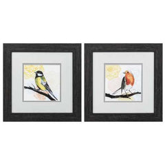 12" X 12" Distressed Black Frame Mandala Bird (Set of 2)