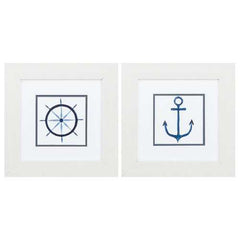 13" X 13" White Frame Sailing Set of 2