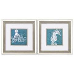 13" X 13" Brushed Silver Frame Coastal Menagerie (Set of 2)