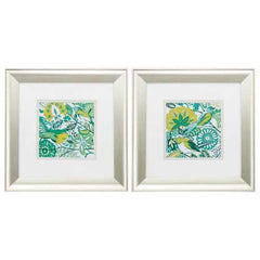 13" X 13" Brushed Silver Frame Lovebirds (Set of 2)