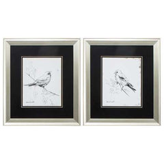 16" X 18" Aged Silver Frame Song Bird (Set of 2)