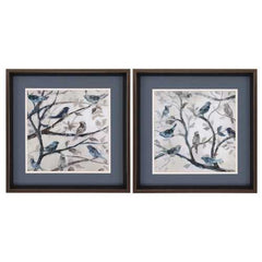 18" X 18" Brushed Silver Frame Morning Song (Set of 2)