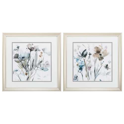 18" X 18" Champagne Gold Color Frame  Dainty Blooms (Set of 2)