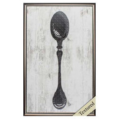 20" X 31" Brown Frame Black Spoon On Wood