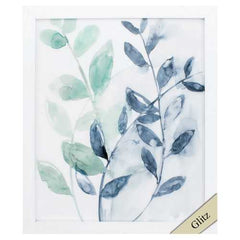 23" X 27" White Frame Water Flow Leaves I
