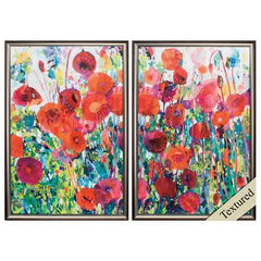 17" X 25" Brown Frame Vivid Poppy Collage (Set of 2)