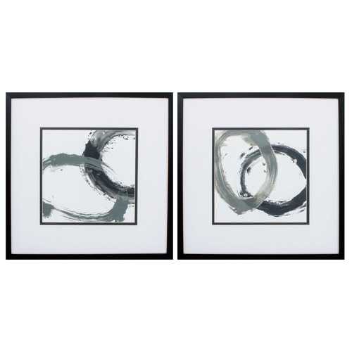 21" X 21" Silver Frame Circular Reaction (Set of 2)