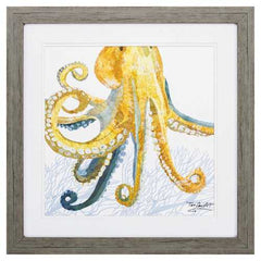 23" X 23" Woodtoned Frame Sea Creature Octopus