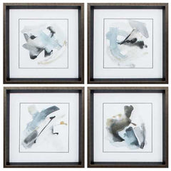 13" X 13" Brushed Silver Frame Sand & Sky (Set of 4)