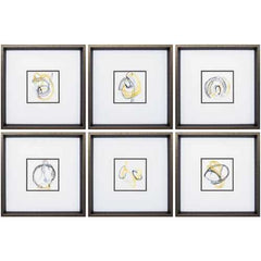 16" X 16" Brushed Silver Frame String Orbit Set of 6