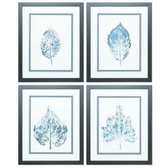 18" X 22" Dark Wood Toned Frame Beginning In Blue (Set of 4)