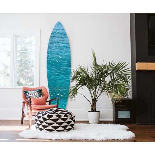 18" x 1" x 76" Wood, Blue, Ocean Surfboard Wall Art