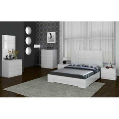 57" X 79" X 48" White Stainless Steel King Bed