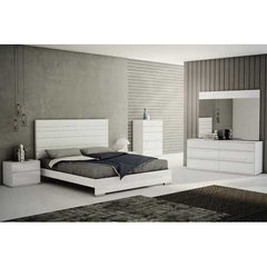76" X 80" X 54" White Stainless Steel King Bed