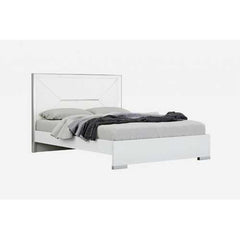 61" X 80" X 51" Gray Faux Leather & Stainless Steel Queen Bed