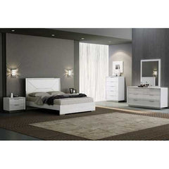 61" X 80" X 51" Gray Faux Leather & Stainless Steel Queen Bed