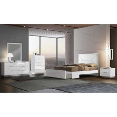 61" X 80" X 51" Gray Faux Leather & Stainless Steel Queen Bed