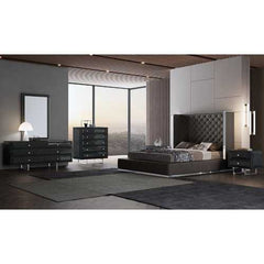 75" X 91" X 60" Dark Grey Queen Bed