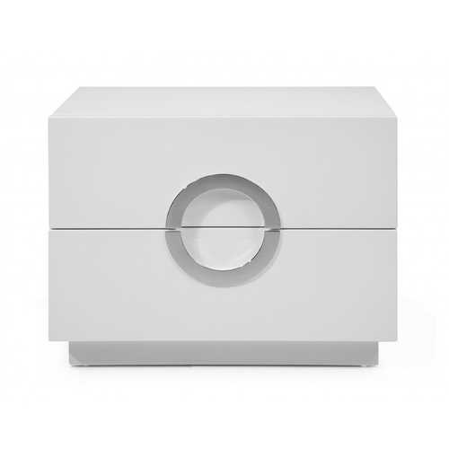 24" High Gloss white Two Drawer Nightstand