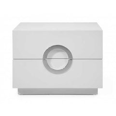 24" High Gloss white Two Drawer Nightstand