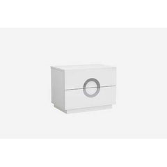24" High Gloss white Two Drawer Nightstand