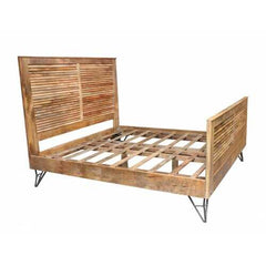 76" X 80" X 61" Natural/Black Iron Wood King Size Bed