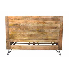 76" X 80" X 61" Natural/Black Iron Wood King Size Bed