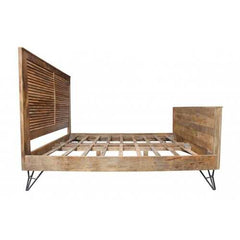76" X 80" X 61" Natural/Black Iron Wood King Size Bed
