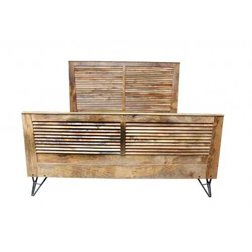 76" X 80" X 61" Natural/Black Iron Wood King Size Bed