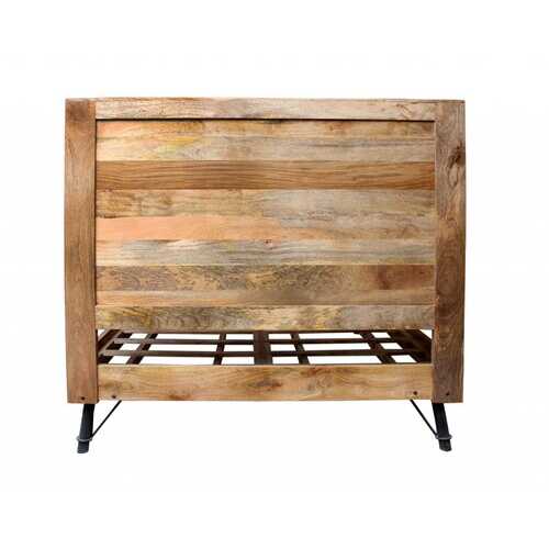 76" X 80" X 61" Natural Tones Iron Wood King Size Bed