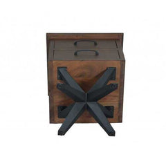 16" X 18" X 22" Brown Black Wood Metal Nightstand