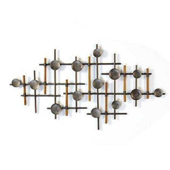 Brushed Metal & Wood Wall Sculpture
