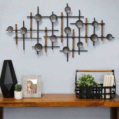 Brushed Metal & Wood Wall Sculpture