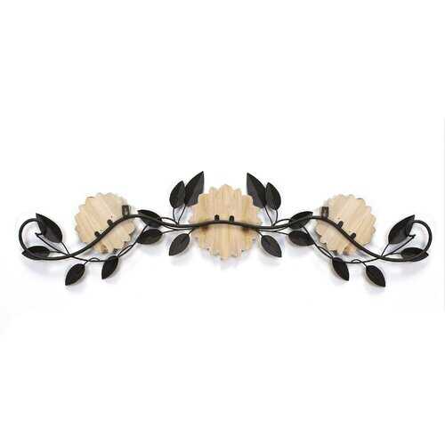 Tri-Color Wood and Metal Floral Over the Door Wall Decor