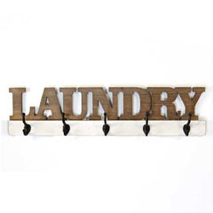 Distressed Wood "Laundry" Wall Hooks