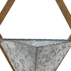 S/2 Diamond Wood & Metal Wall Planters