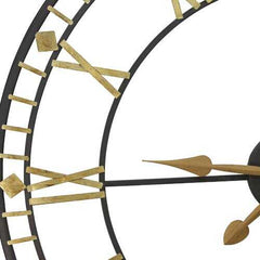 Oversized 31.5" Vintage Style Metal Wall Clock w/ Black & Gold Numerals