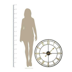 Oversized 31.5" Vintage Style Metal Wall Clock w/ Black & Gold Numerals