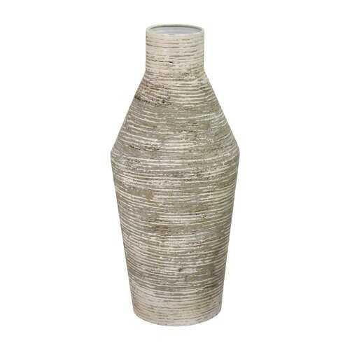16" Boho Vibe Earth Tone Metal Decorative Table Vase