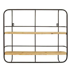 S 2 Farmhouse Wood Shelves with Black Metal Frame