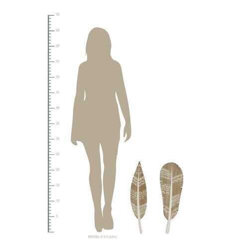 Tribal Print Wood Feathers 3D Wall Art Set of 2