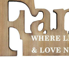 "Family Where Life Begins" Natural Wooden Wall Decor