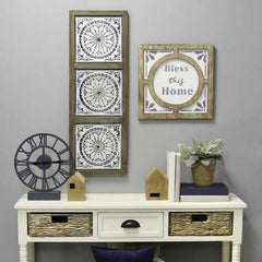 Distressed Mykonos Medallion Metal and Wood Wall Decor