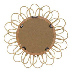 Rattan Flower Petal Design Round Wall Mirror