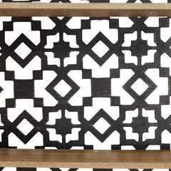 Black Boho Metal & Wood Framed Shelf