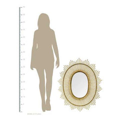 36" Oval Bamboo Wood Framed Wall Mirror