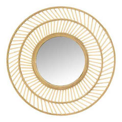 31.5" Boho Casual Woven Wicker Wall Mirror