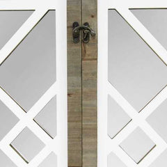 Gate Wood and White Door Mirror with Latch